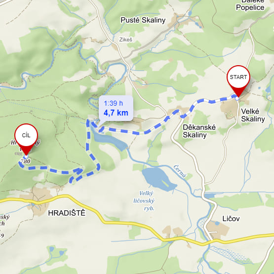 Rozhledna Hradišťský vrch - mapa