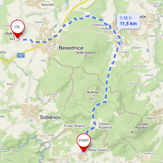 Rozhledna na Slabošovce - mapa