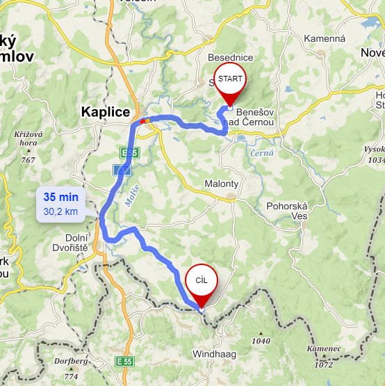 Vodní kámen - mapa