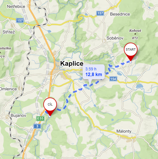 Zřícenina hradu Louzek - mapa