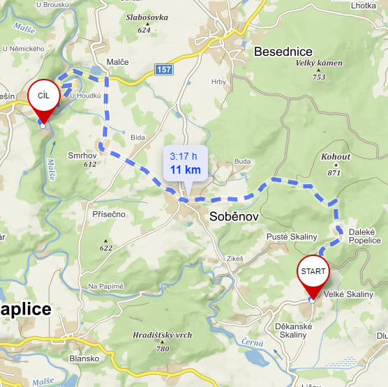 Zřícenina hradu Pořešín - mapa